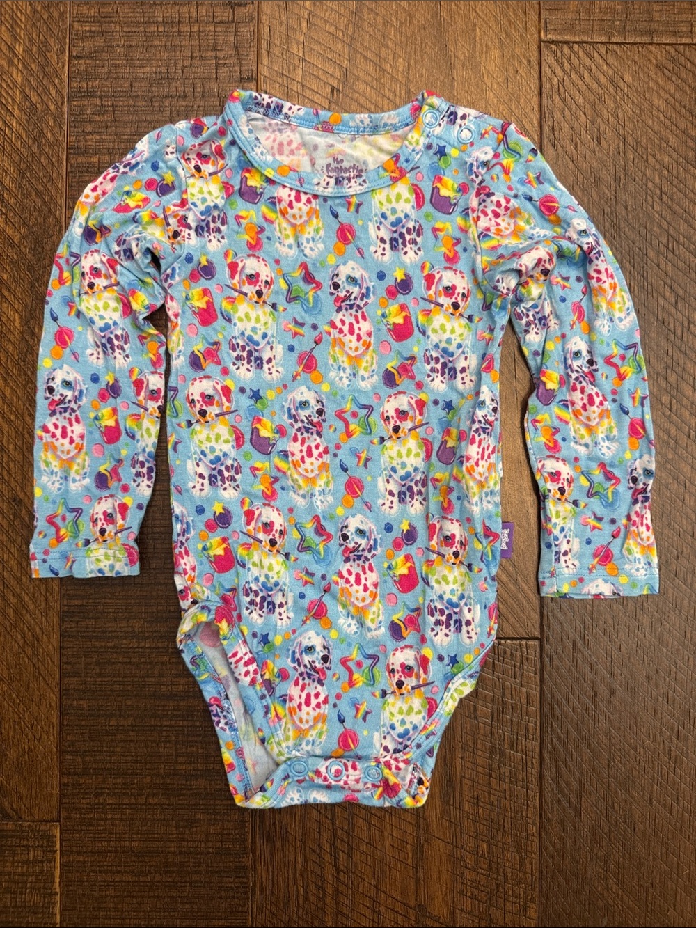 Posh Peanut x Lisa Frank Spotty and Dotty Print Long Sleeve Bodysuit